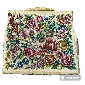 Ed B. Robinson Petit Point Tapestry Evening Floral Bag Handbag Vtg Austria